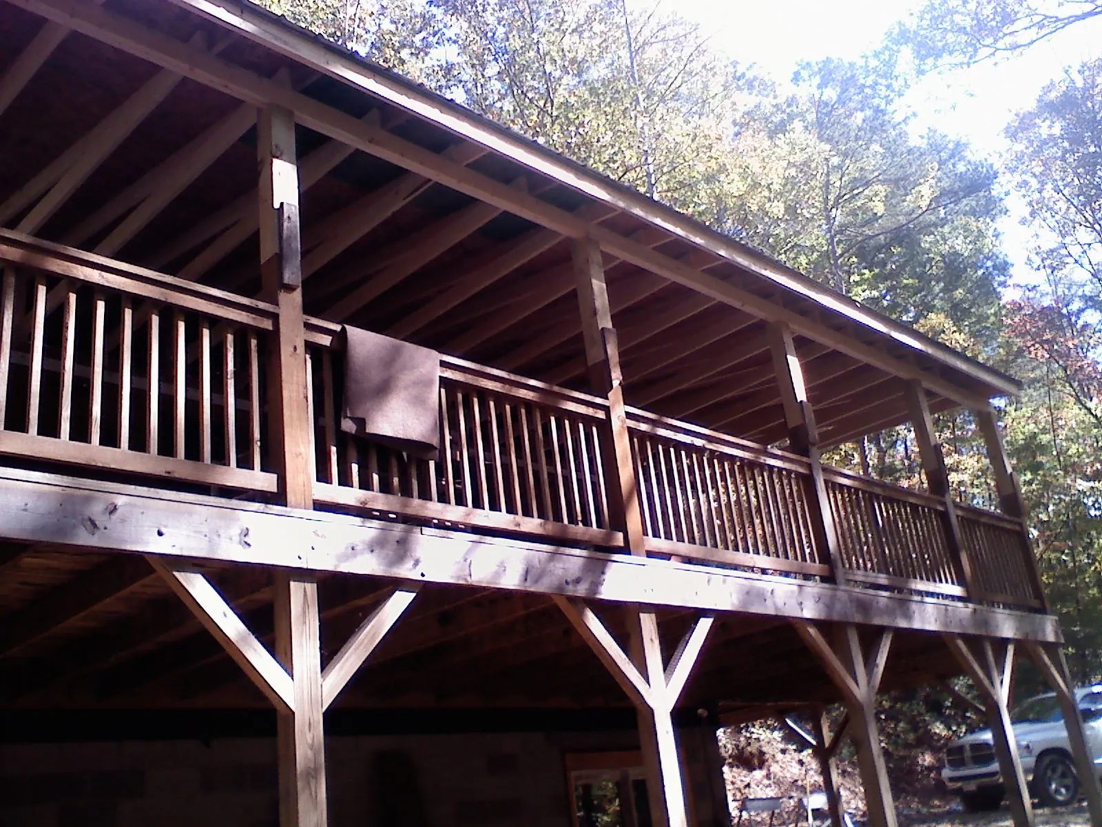 Timber framing under a new elevated porch and deck — Roof Leak Repair in Karns City by Roofing Brothers